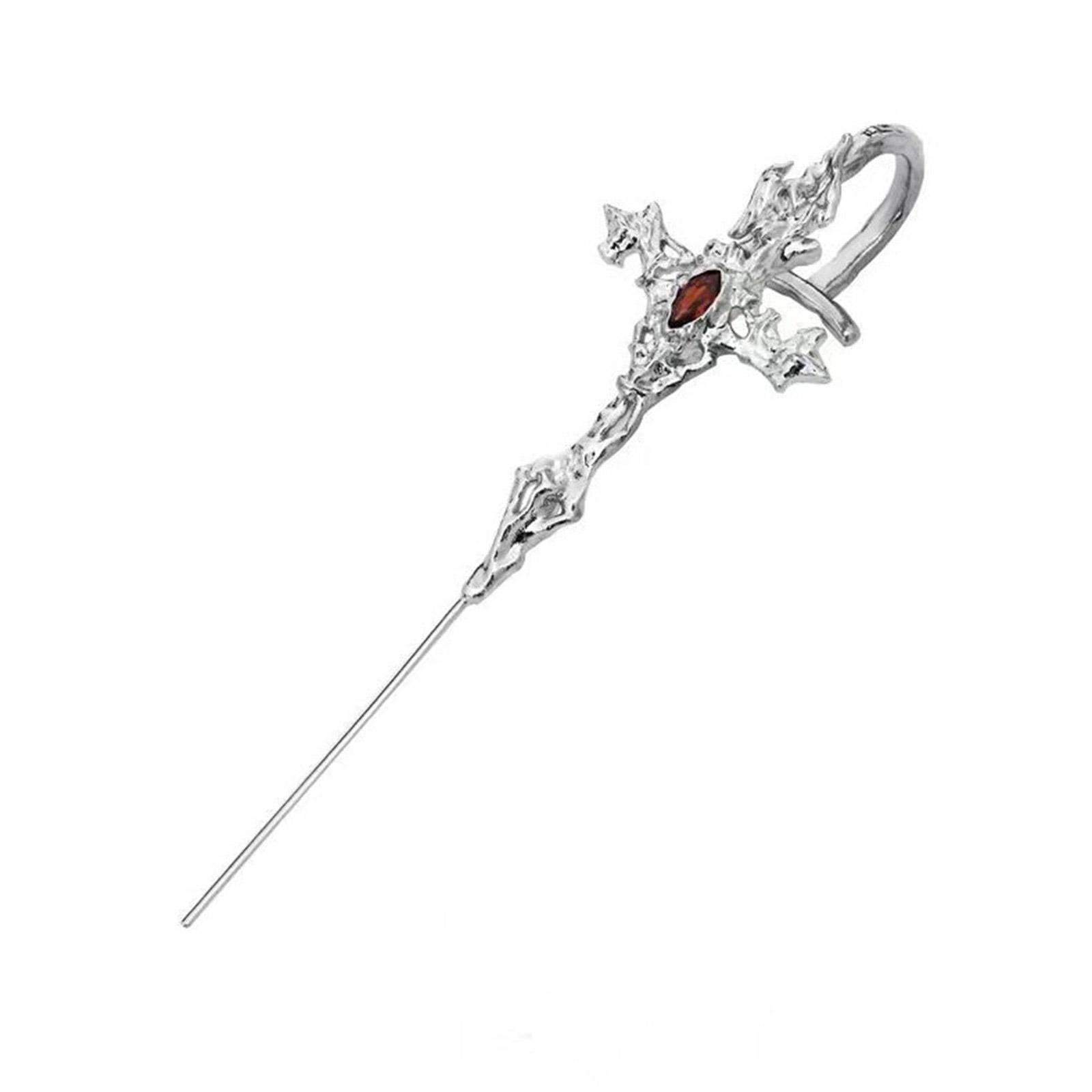 

Edgy Punk Inspired Cross Design Earrings Black Metal Gothic Jewelry Lightweight Hypoallergenic Studs For Parties And Street Fashion срібний