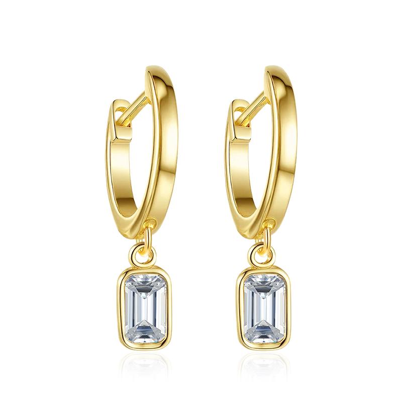 NeeTim 0.5ct Emerald Cut Moissanite Drops Earrings for Women Wedding Party Luxury Jewelry 925 Silver Original Ladies Earrings 0.5ct