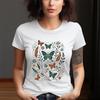 Butterfly Floral Women's T-Shirt Cute Pattern Top Short Sleeved T-Shirt Casual Lady's O-Neck Trendy Fashion White Tee for Women