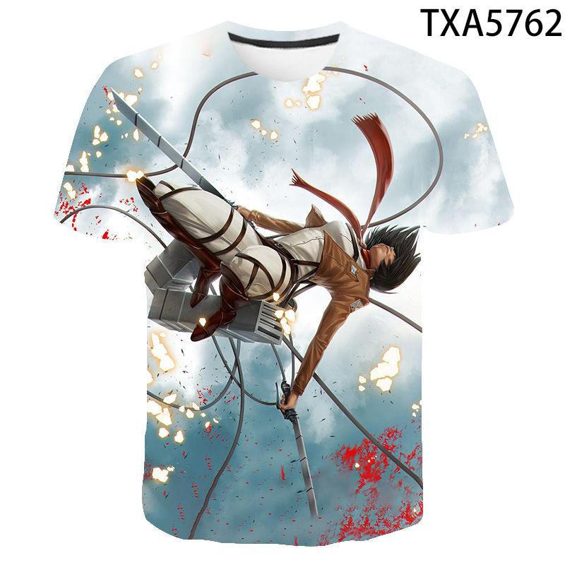 Attack on Titan 3D Pattern T-Shirt for Anime Fans, Stylish Cartoon Tops, Lightweight Polyester Casual Streetwear Clothes