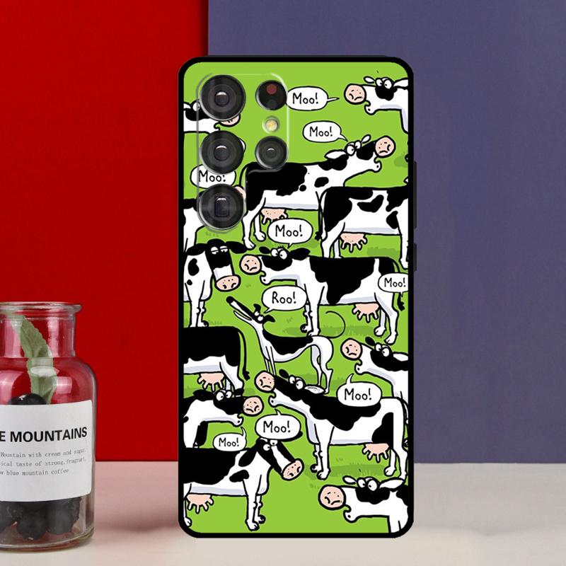Cartoon Cute Cow Spots Funda Case For Samsung Galaxy S25 Ultra S9 S10 S20 S21 S22 Plus S23 Ultra S24 FE Phone Cover