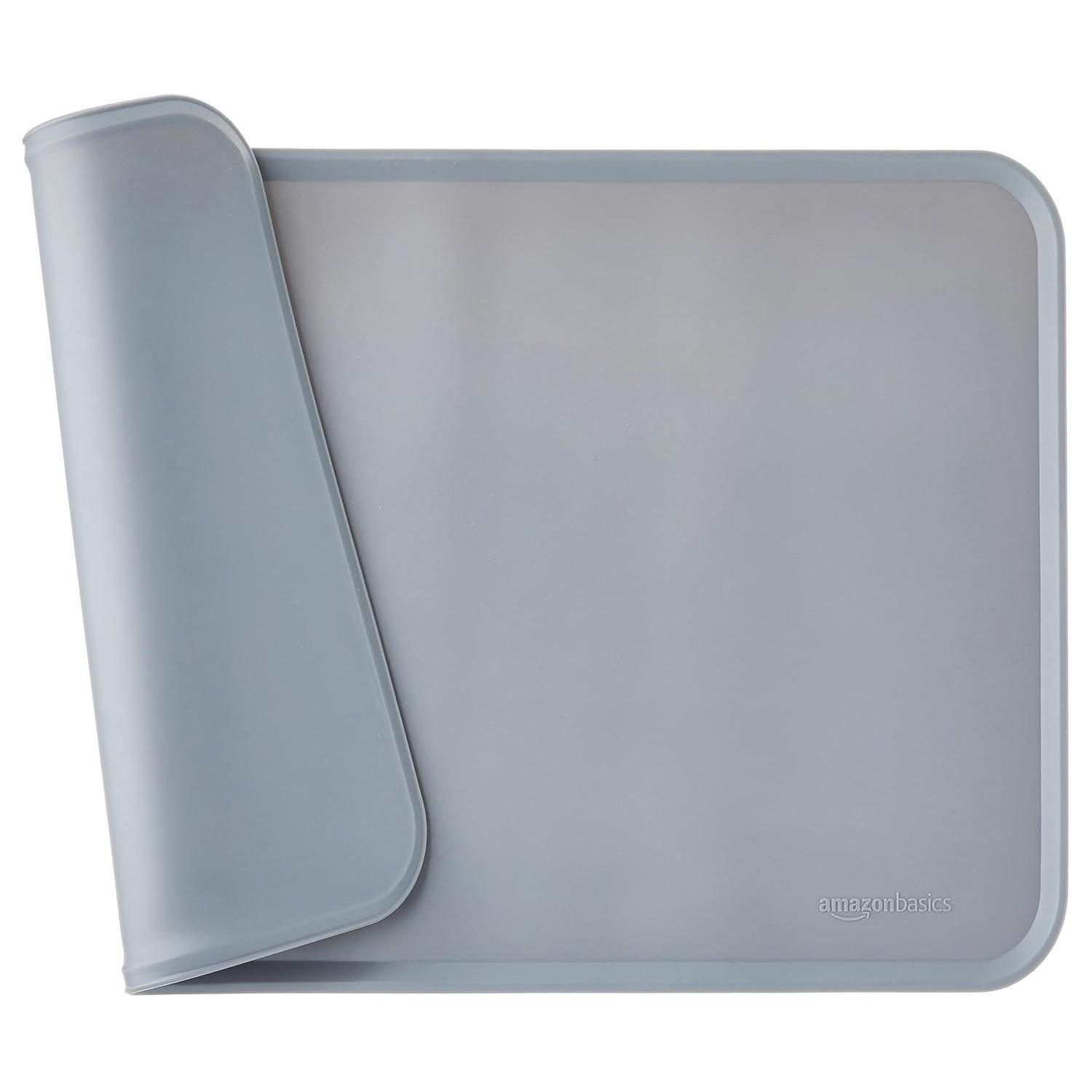 Basics Waterproof Non-Slip Mat Silicone Pet Food Water Bowl Gray 4729cm Plain