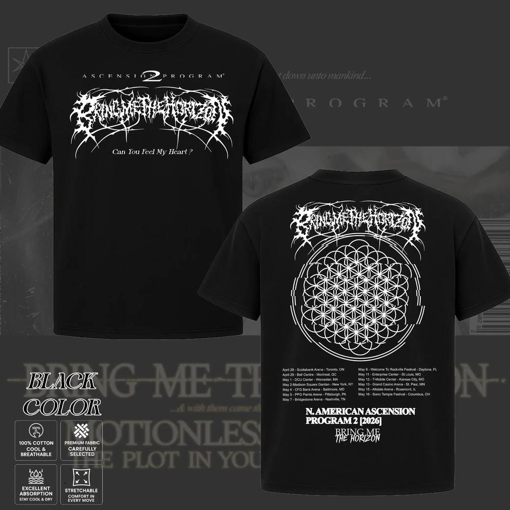 BMTH Bring Me The Horizon Maglietta Terza Ascensione Tour Stampa Date Tour Posteriore Unisex Oversize Fan Metalcore Manica Corta