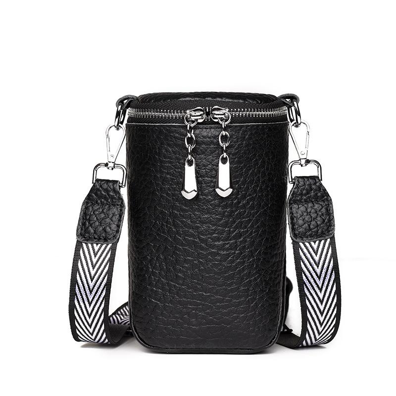 Lær Dame Enkel Mote Vekslepung Mobiltelefonveske Tekstur Sylinder Skulderveske Messenger Bag Tide
