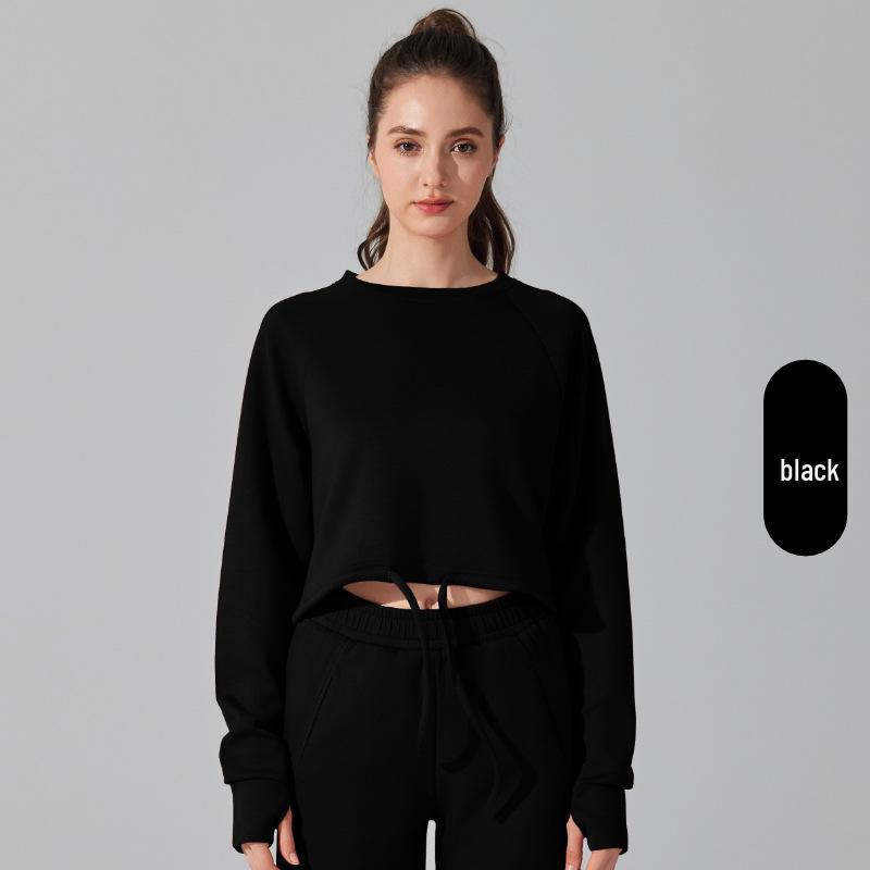 

Универсальный свитшот с круглым вырезом свободного кроя: Повседневная куртка с длинным рукавом на шнурке для йоги и фитнеса Medium