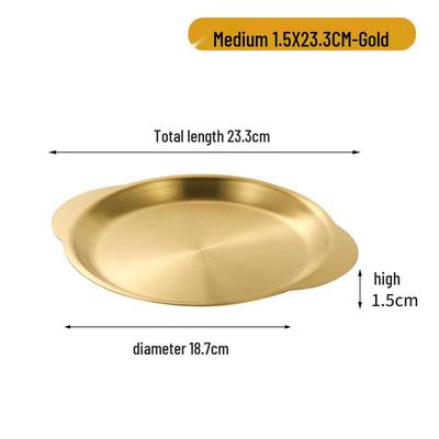 Uoto Golden Two-Handle Round Serving Plate Set