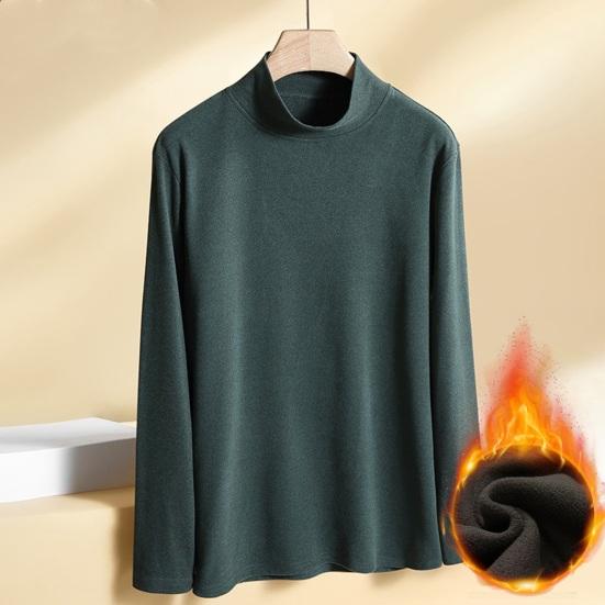 Men Turtleneck Base Shirt Solid Color Long Sleeve Thin Stretchy Tops Autumn Winter Style Base Layer Tops