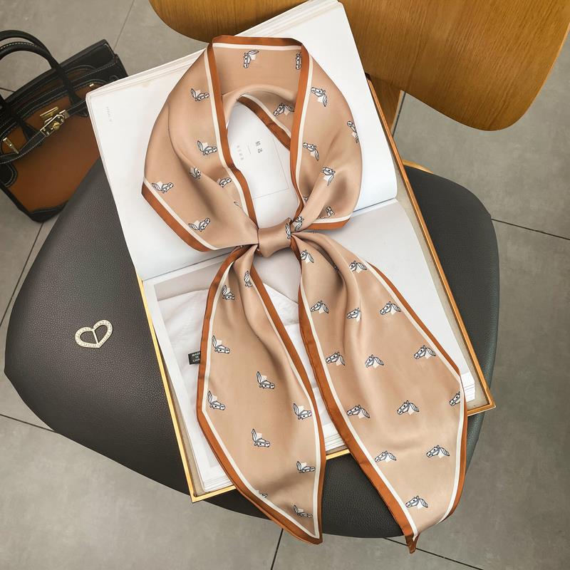 Luxury Long Silk Scarf Female Floarl Print Thin Narrow Scarf Bag Hair Band Ribbon Scarfs Women Neckerchief 15*150cm