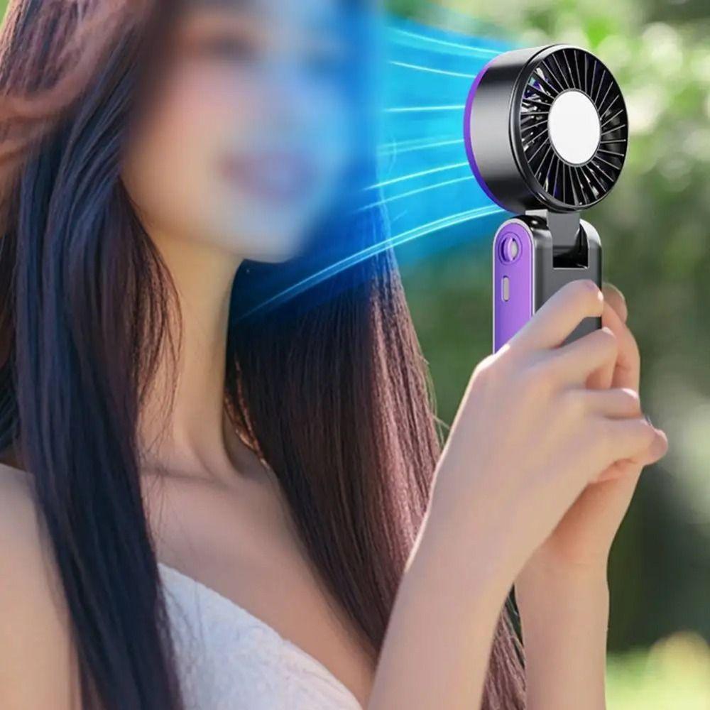 Soft Ambient Light Semiconductor Heat Dissipation Fan Portable Folding Fan Daily Use