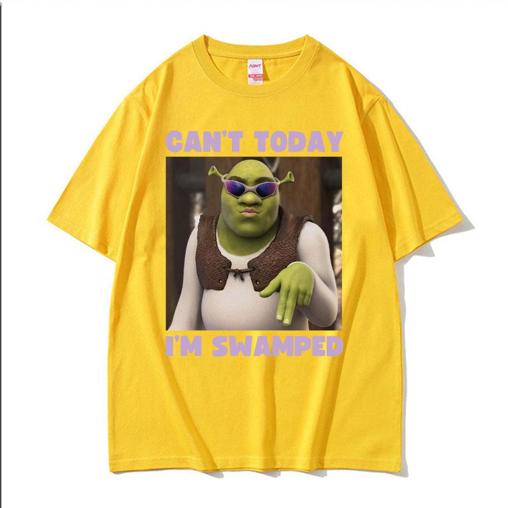 Non Posso Oggi Sono Travolto Divertente Meme di Shrek Maglietta Unisex Donna Casual Umorismo Manica Corta Yk T-shirt Vintage Gotico Magliette Oversize