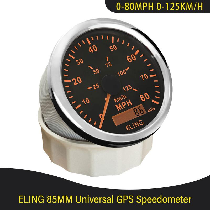 ELING Waterproof 85MM GPS Speedometer 0-40MPH 0-80MPH 0-160MPH Total Mileage Adjustable with Backlight 12V 24V for Truck Yachts