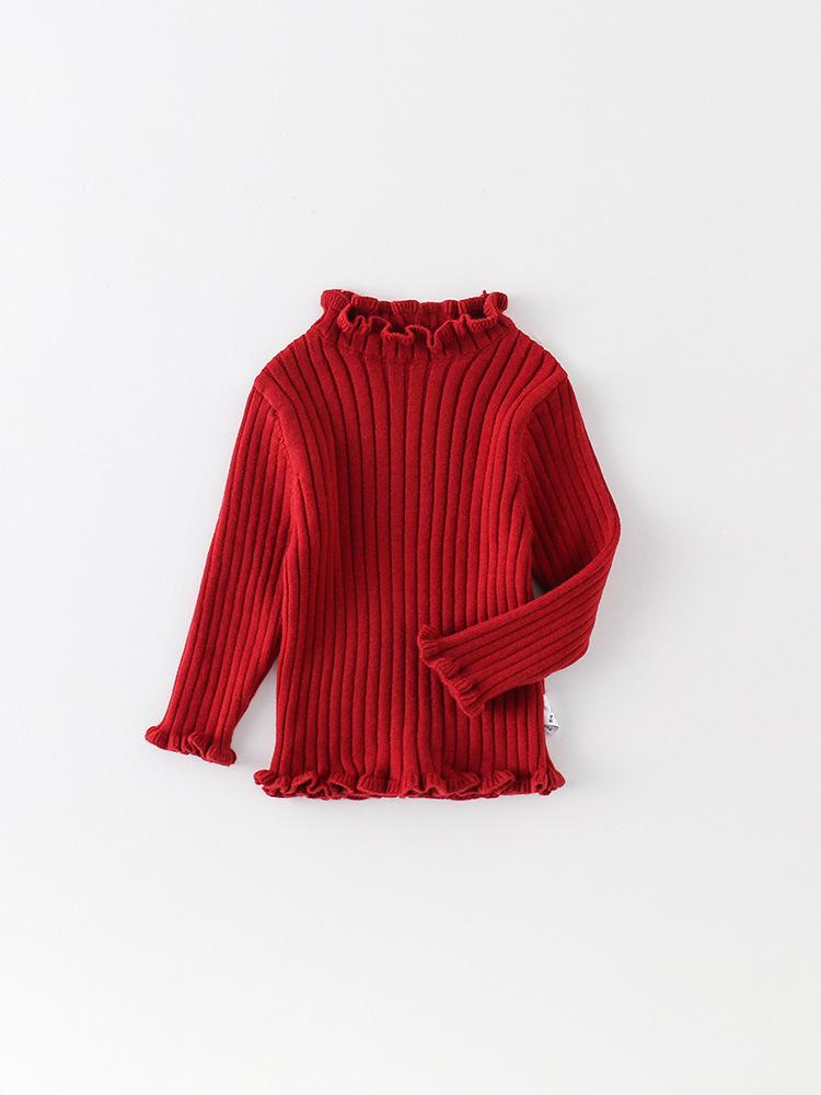 Girls' Cozy Knit Sweater - Stylish Baby Warm Layer, Pure Color Versatile Top for Autumn/Winter