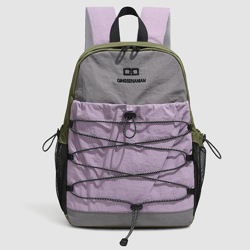 Schoolbag Dopamine Contrast Color Outdoor Activities Lightweight Small Backpack Mountain Lightweight Rope Climbing Camping Backpack