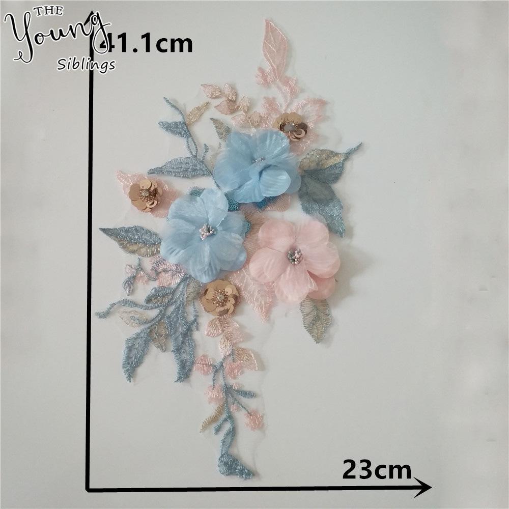 

Трехмерные пайетки, вышитое кружево, аппликация на воротник, стразы, сделай сам, сетчатое платье, кружево Style 1447 (1 piece)