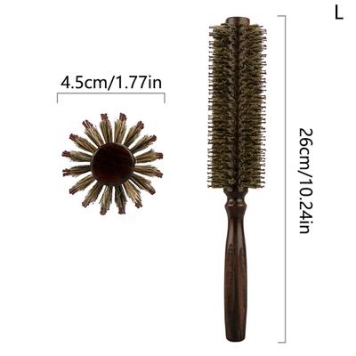 Glattes Köperhaar, runde Rolle, Holz-Haarbürste, Wildschweinborsten, Nylon-Haarkamm, antistatische Bürste, zum Blasen und Locken, DIY-Friseur