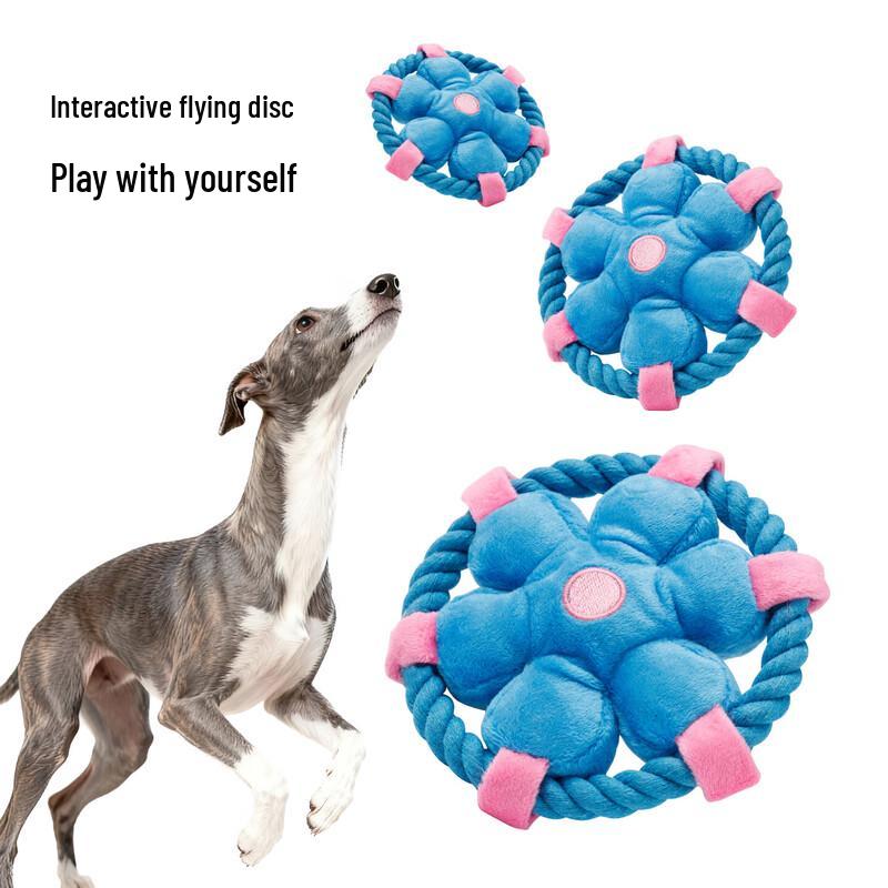 Petlimit Interactive Dog Plush Flying Disc Toy
