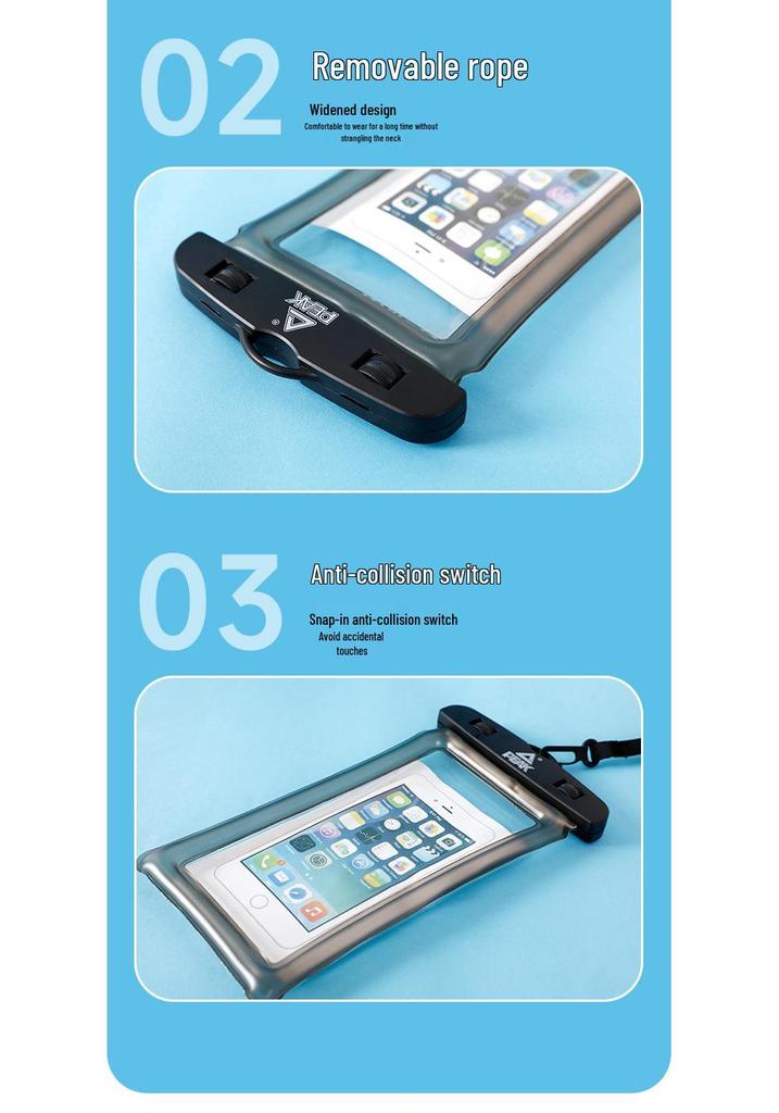 Transparent Waterproof PVC Phone Bag with Touchscreen and Floating Sand Design for Diving and Photo Taking