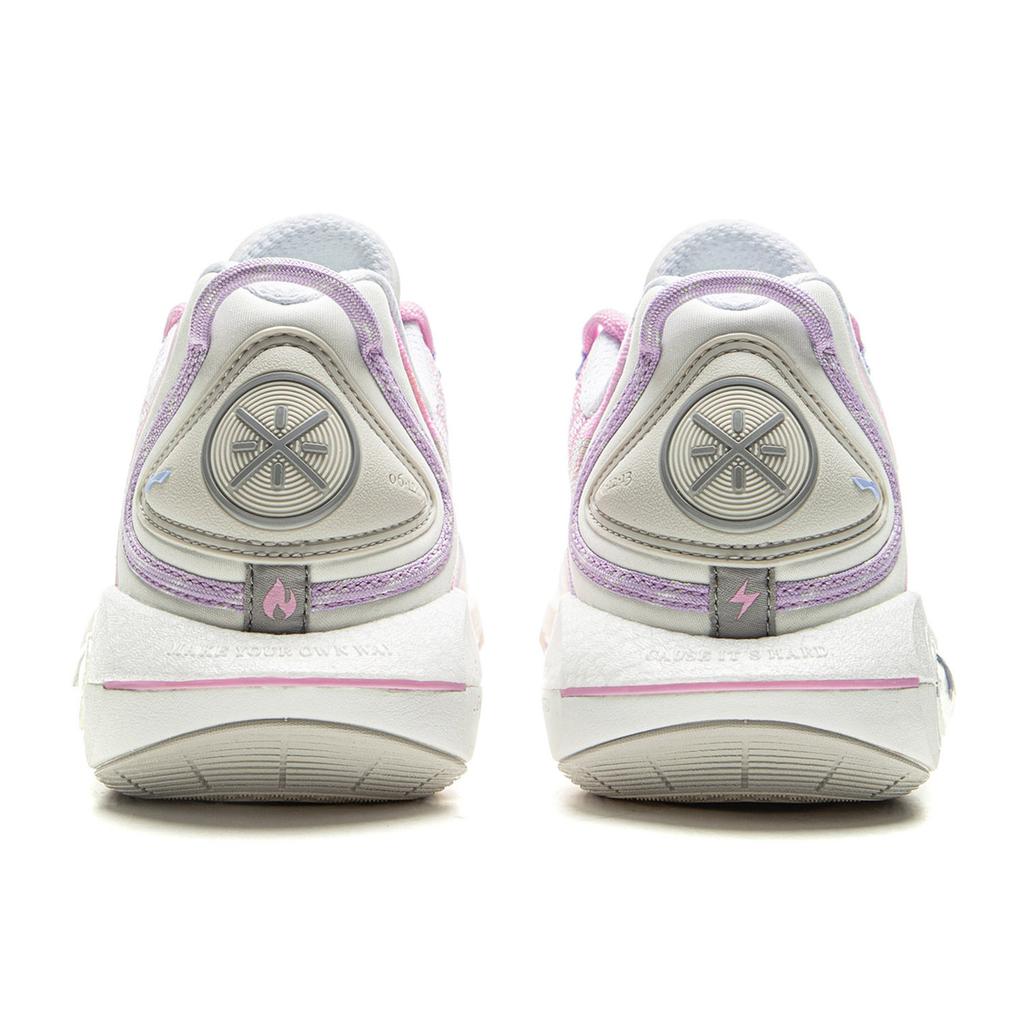 Li Ning Cushioning Slip Resistant Abrasion Resistant Breathable Rebound Grip Low top Basketball Shoes Men's Pink Purple ABPV011-3