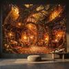 Aesthetic Magical Treehouse Library Tapestry,Enchanted Forest Bookshelf Cozy Reading Nook Landscape Hanging,Boho Cottagecore