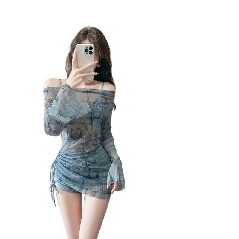 Dámské trojdílné korejské plavky 2025: Dvoudílný design, Sexy halenka, Zeštíhlující, Konzervativní pro horké prameny