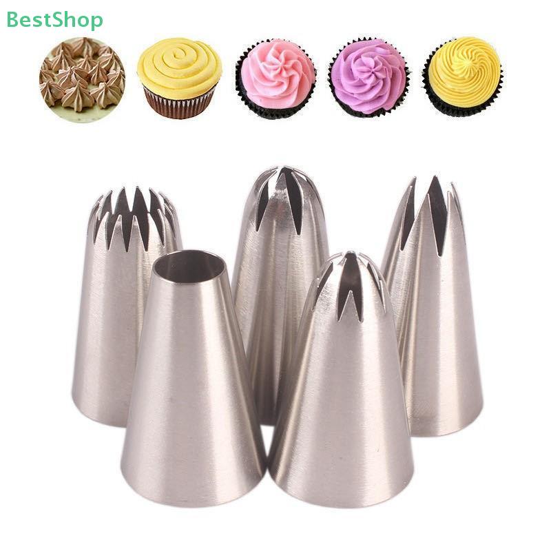5 Stück Edelstahl Spritztülle Sahne Kuchen Cupcake Tropfenblume Rose Gebäcktüllen Backwerkzeuge #1M 6B 195 1A 853