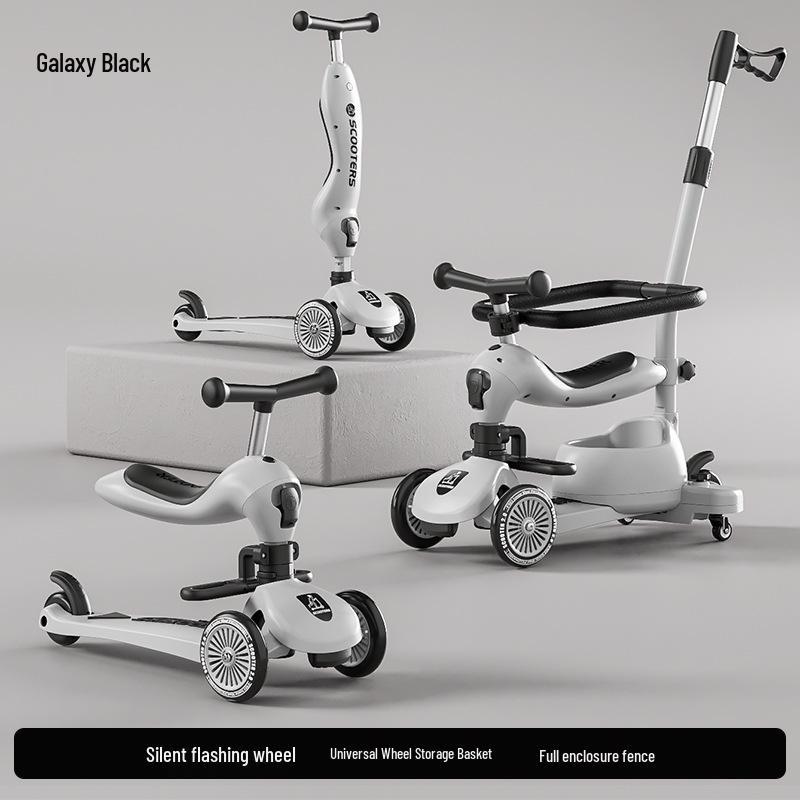 6-in-1 Children's Flashing Scooter: Push, Sit, or Pedal for Ages 1-5