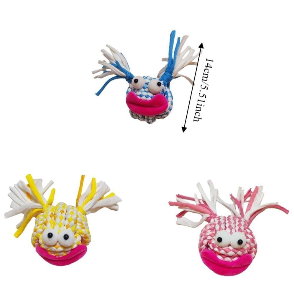 Dog Companion Toys Colorful Dog Chew Rope Toy Bite-Resistant Grinding Teeth Dog Mop Ball Toys Cartoon Pet Interactive Toys Play