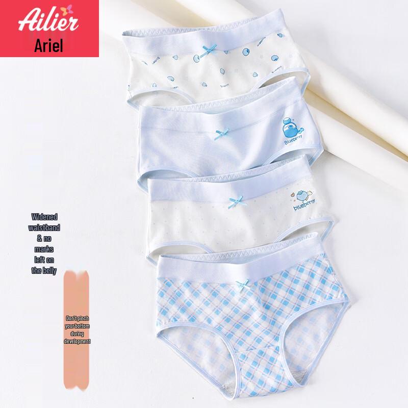 Ariel & Aurora Girls  Cotton Blend Antibacterial Briefs 4-Pack 160 (L)