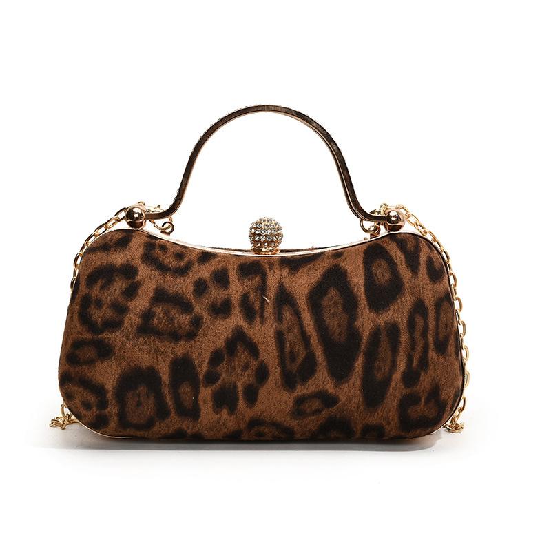 

Today s popular shoulder bag 2 women s chain bag temperament leopard print handbag personality trend shoulder messenger bag коричневий
