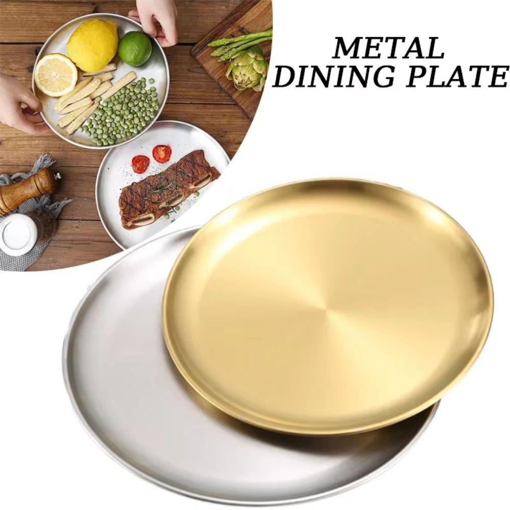 Stainless Steel Food Plate Korean Dining Plate Eco-Friendly Metal Tray  Kitchen