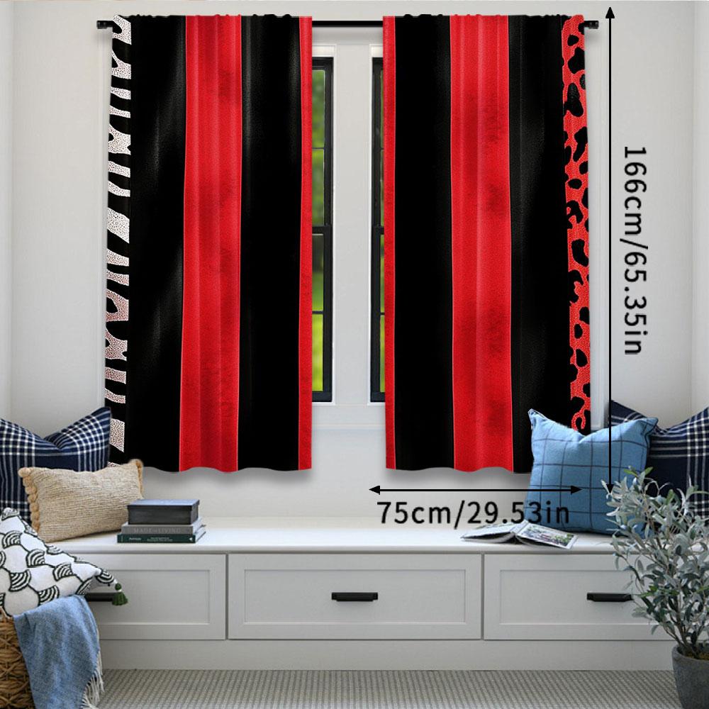 Vibrant Red Black Zebra Printed Curtains Suitable Bedroom Bathroom Living Room Dining Study Office Curtain Set Of 2 Made Polyester Washable Great