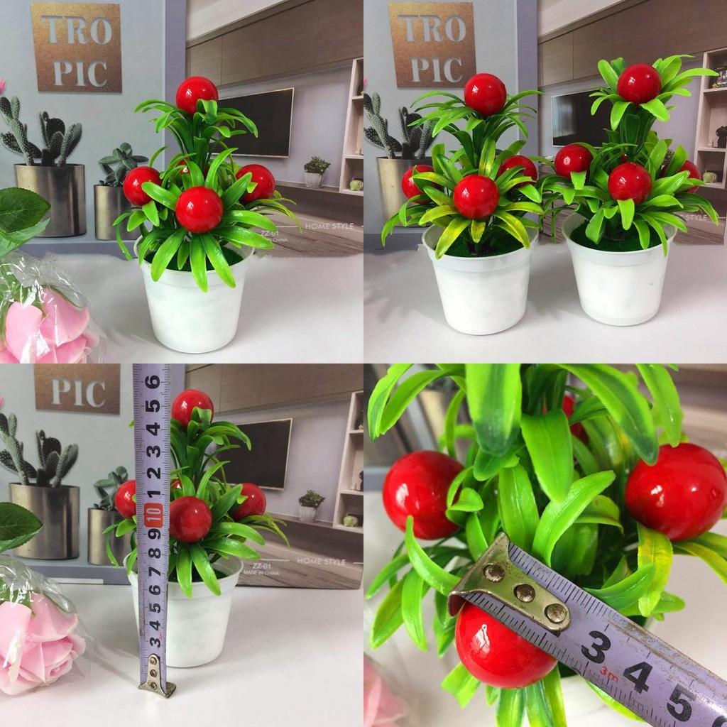 Simulate Large Five Red Fruit Mini Artificial Flower Potted Decorations Desktop
