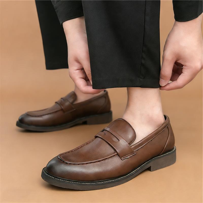 Britain Gentleman Designer Pointed Slip on Wedding Shoes for Men Black Brown Penny Loafter Formal Dress Footwear Zapatos Hombre