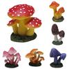 Micro Landscape Mushroom Resin Fungi Model With Faux Plants Decor Gifts Toy