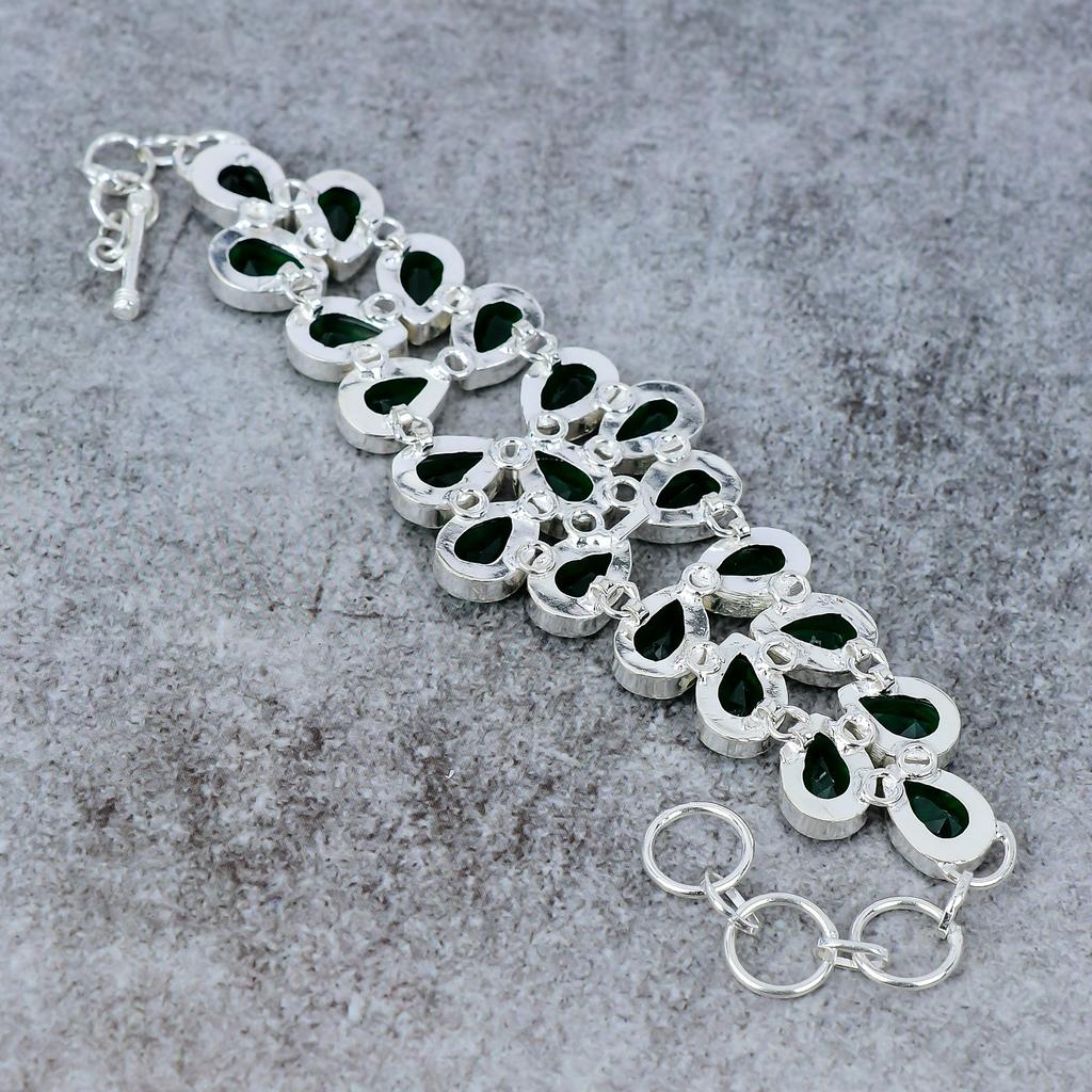 Chrome Diopside Gemstone Handmade 925 Sterling Silver Bracelet 7-8" M-292