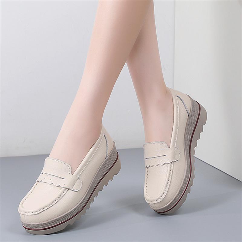 Damesko Fritidssko Dame Flate Sko Loafers Slip on Damesmokasiner Pustende Dame Platform Sneakers Zapatos Mujer