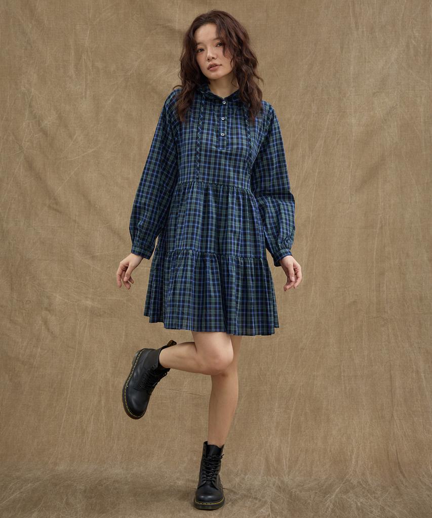 Manavis Seven Hooded Tiered Dress [Green]