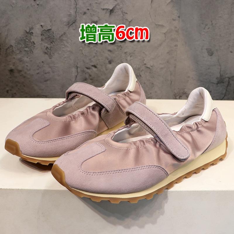 

Sheepskin version~ Mary Jane shoes women s inner height increase casual sports shoes ballet Velcro red thick sole 40