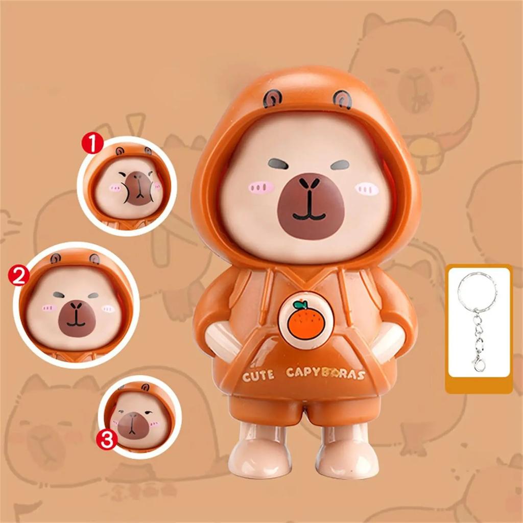 Capybara Press Face Doll Keychain Quirky Doll Cartoon Handpiece Small Ornaments Children's Gifts Cute Bag Charm