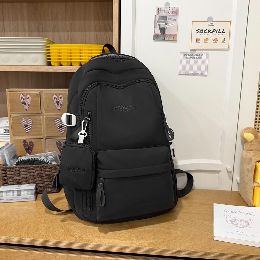 Schoolbag New Solid Color Backpack Large Capacity Korean Version Junior High School High School Student Schoolbag Women's Simple Fashion Versatile
