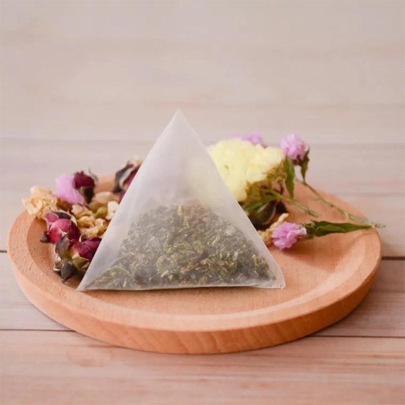 XXUB 100 Pieces Disposable Empty Tea Bag Nylon Fold Close Heat Seal Filter Teabag Simple Disposable Nylon Tea Infuser Bag