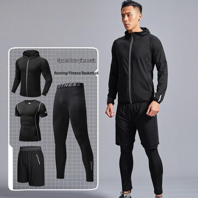 Outdoor Men's Quick-Dry Two-Piece Running Suit for Spring and Autumn.