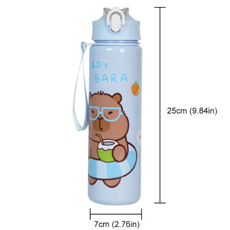 700ml Capybara Cute Water Bottle Large Capacity Sports Water Bottle with Straw & Handle Kawaii Water Cup for Outdoor Activities
