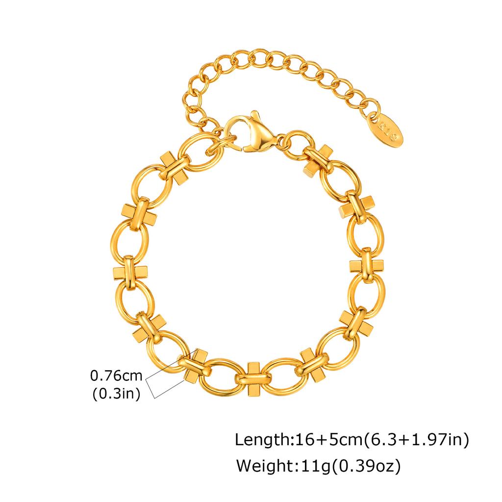316L Stainless Steel Chunky Chain Bracelet for Women, 18k Gold Plated Waterproof Stackable Jewelry