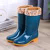 New Medium Tube Waterproof Rain Shoes Rain Boots Water Shoes Women's Fashion Adult Rubber Shoes Overshoes Velvet Water Boots Non-slip Work Summer