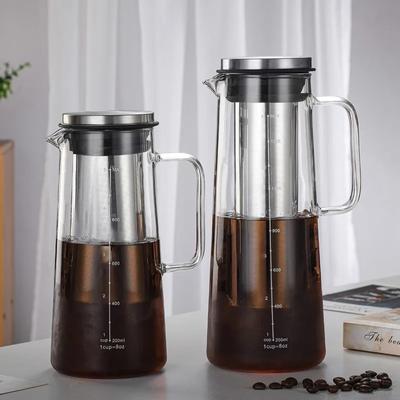 Bollitore/Caraffa in Vetro per Caffè Cold Brew 1000/1400ML con Filtro 4-8 Tazze Borraccia Estrattore Caffè Espresso Brocca per Succhi per Casa
