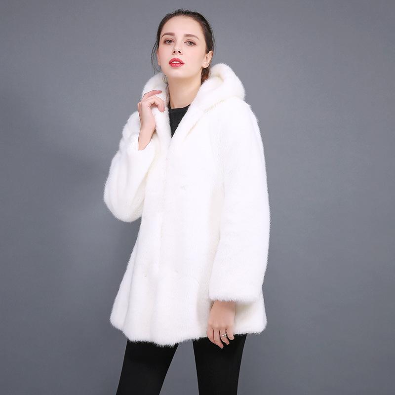 Women's Faux Mink Fur and Leather Long Coat (2021)