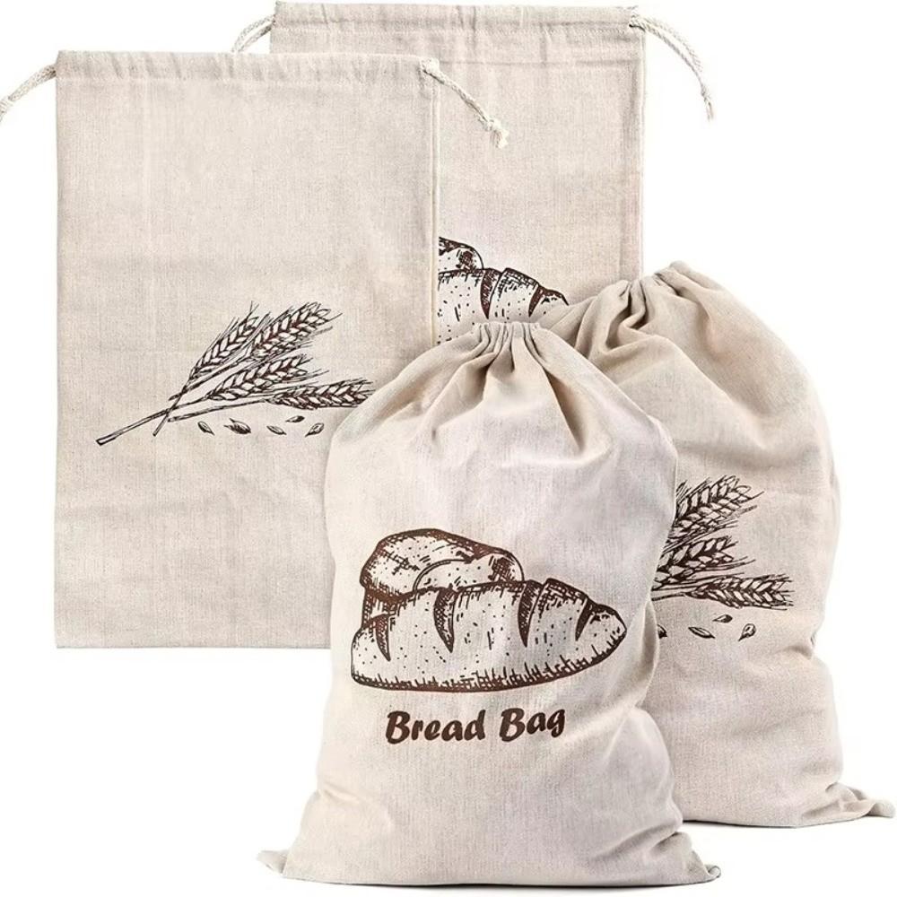 Reusable Linen Bread Bag Oxford Cloth Drawstring Bag Durable Bread Storage Bags  Kitchen Supplies