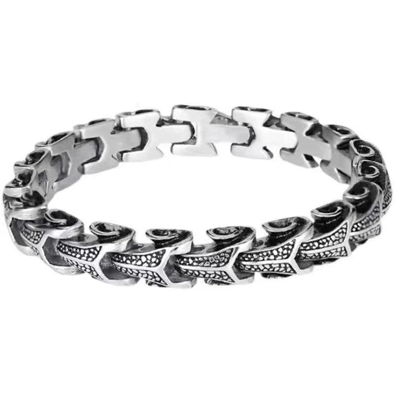 Retro Kiel Herrenarmband Persönlichkeit Dominierend Thai-Silber Alt Hip Hop Punk Trendiges Herrenarmband Armband