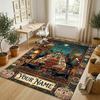Dog Theme Crystal Velvet Rug Personalized Custom Name Text Soft Floor Mat Home Decor